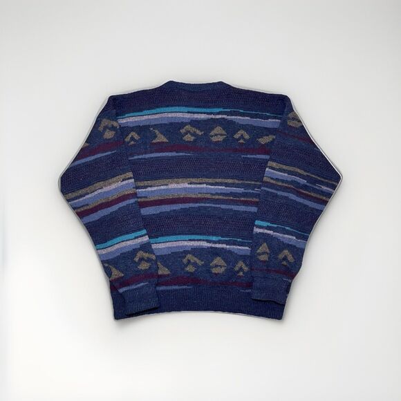 Vintage 90s Cambio Italia Sweater Men’s L Abstract Knit Wool Blend Made in Italy - Picture 2 of 6